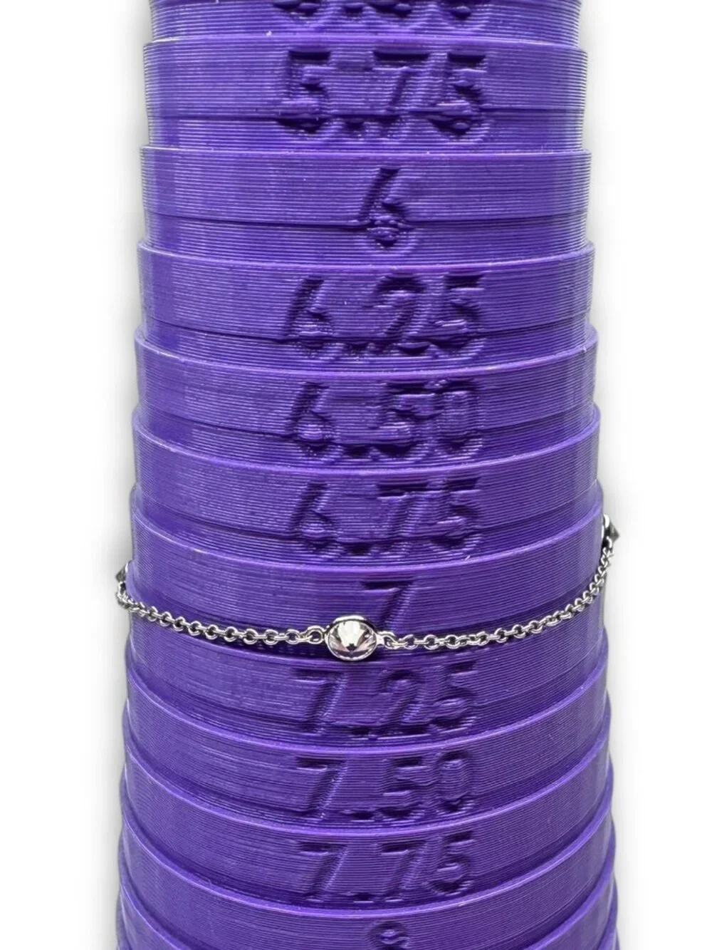 JCM Sterling Silver 925 CZ Station Chain Bracelet 7